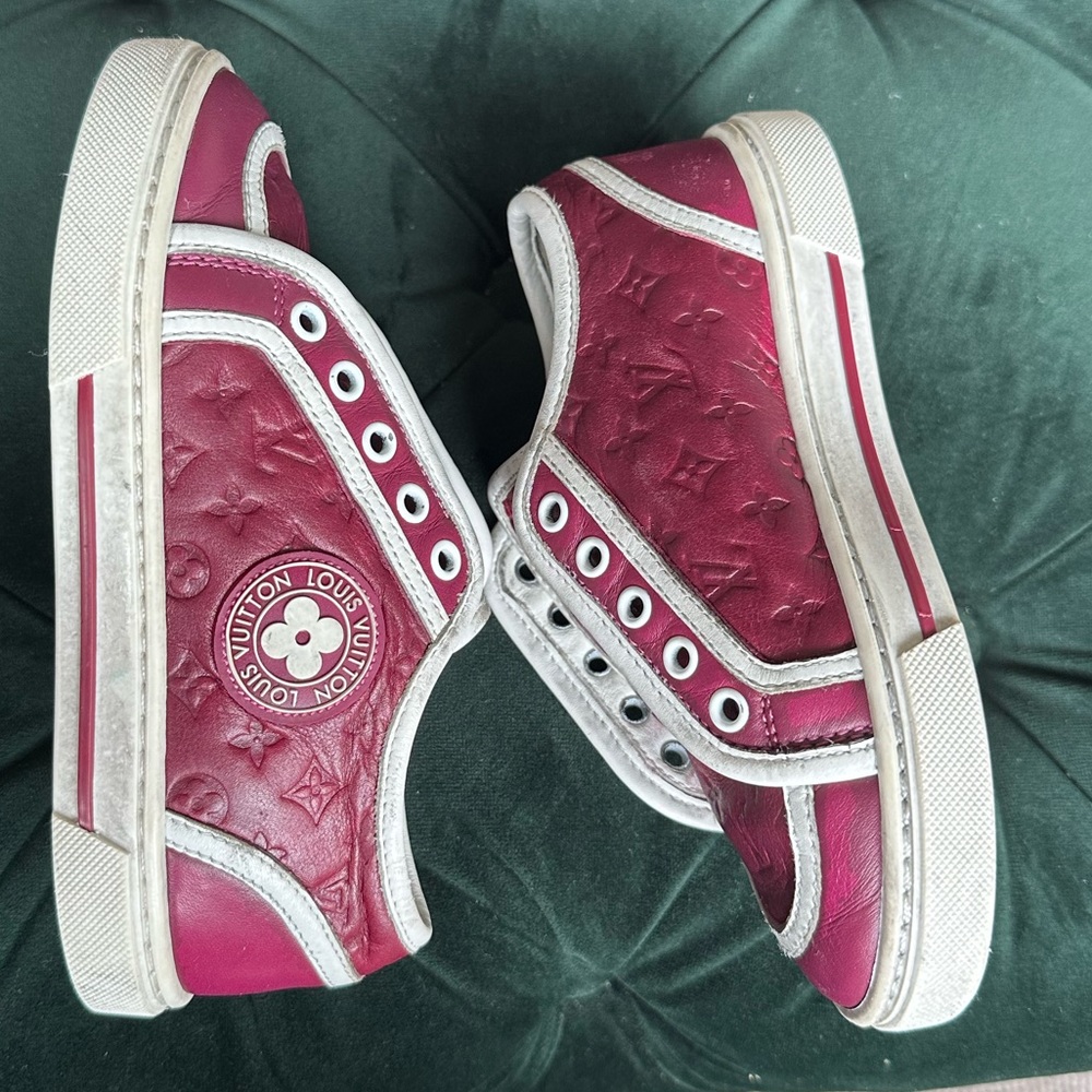 Louis Vuitton Girls Burgundy/White Sneakers